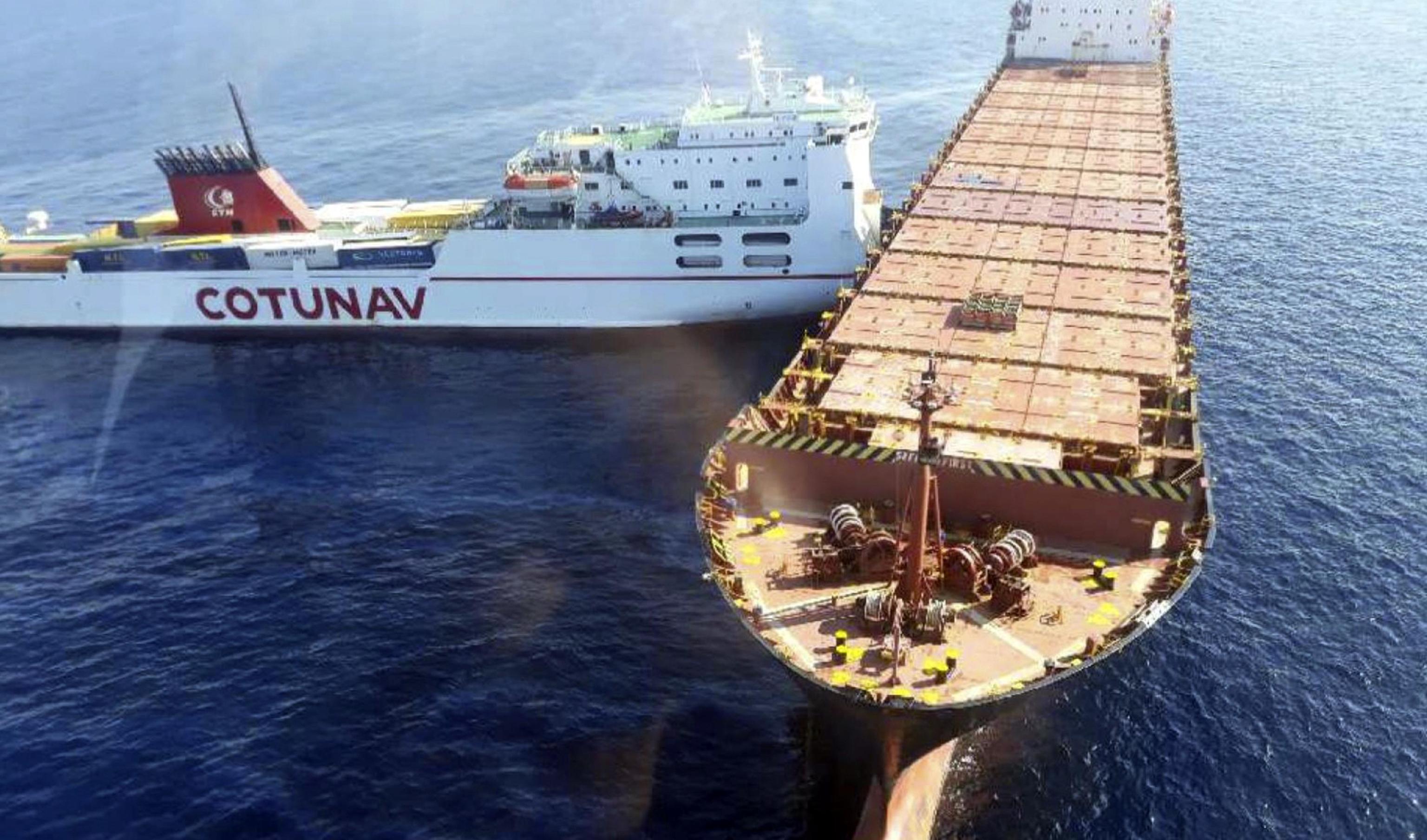 Collisione tra navi in Corsica, in mare chiazza 10 kmq 