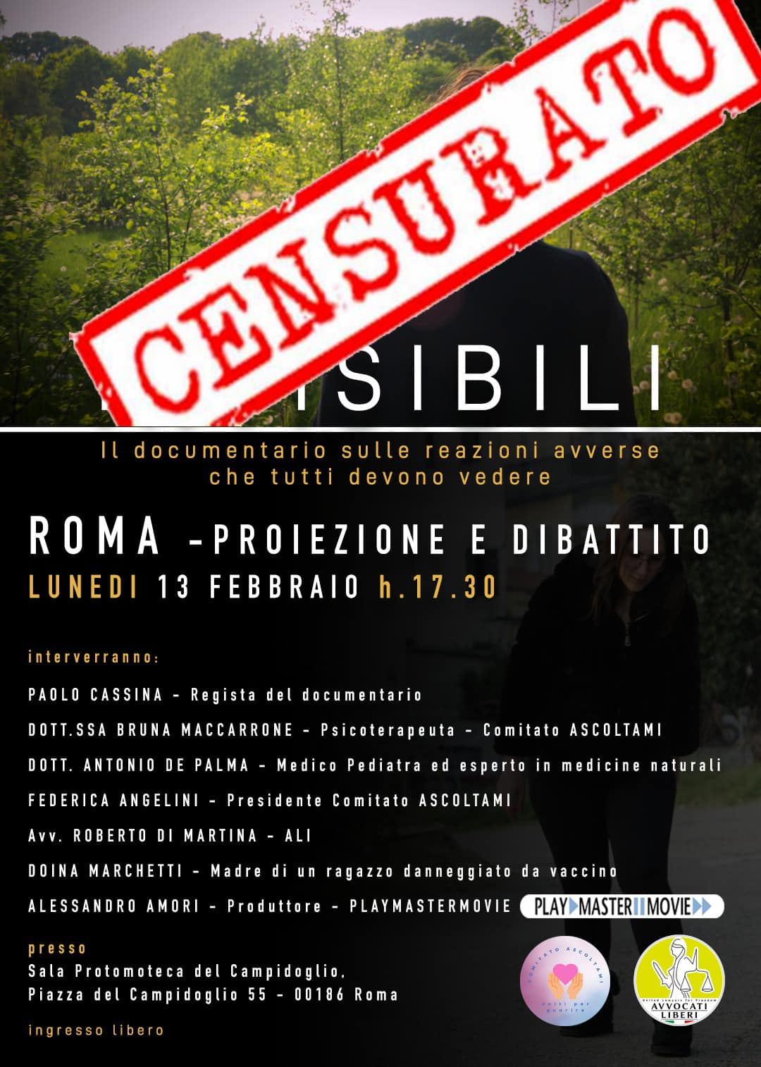 Il Campidoglio ha censurato il documentario sugli effetti avversi da vaccino